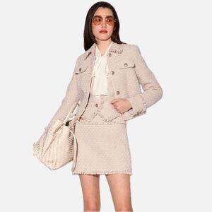WALTER BAKER Declan Baja Tweed Boxy-Fit Jacket cream color